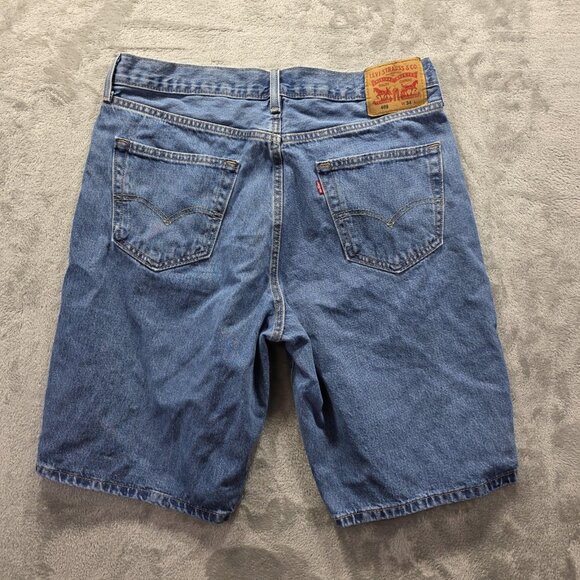 Levi's Jean Shorts Mens 34 Blue Denim 12 Inseam 5-Pocket Zip Fly Red Tab 469 - Picture 2 of 9